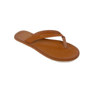 Ralph Lauren Ryanne Sandals Thong Wedge Flip Flops Leather Brown Women's Size 9B